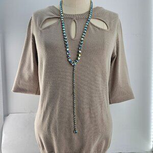 Vintage Blue Aurora Borealis Rhinestone Lariat Necklace or Belt 29-37"